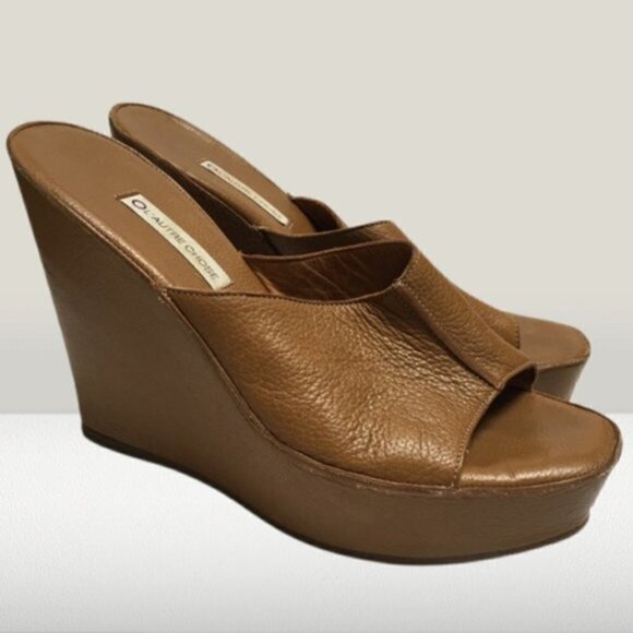 L' Autre Chose Leather Wedge Platform Sandals - Picture 1 of 9